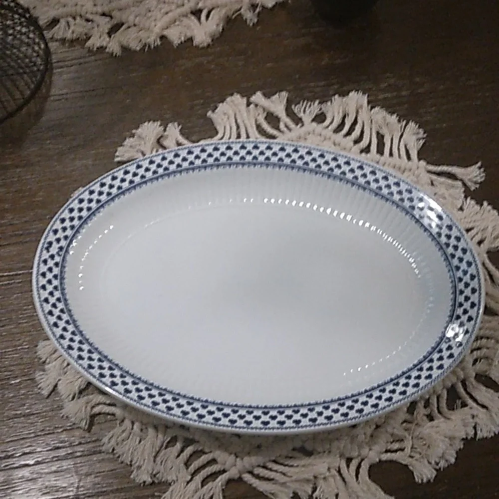 Vtg Adams Brentwood Ironstone Blue Clover Wedgewood 13.5